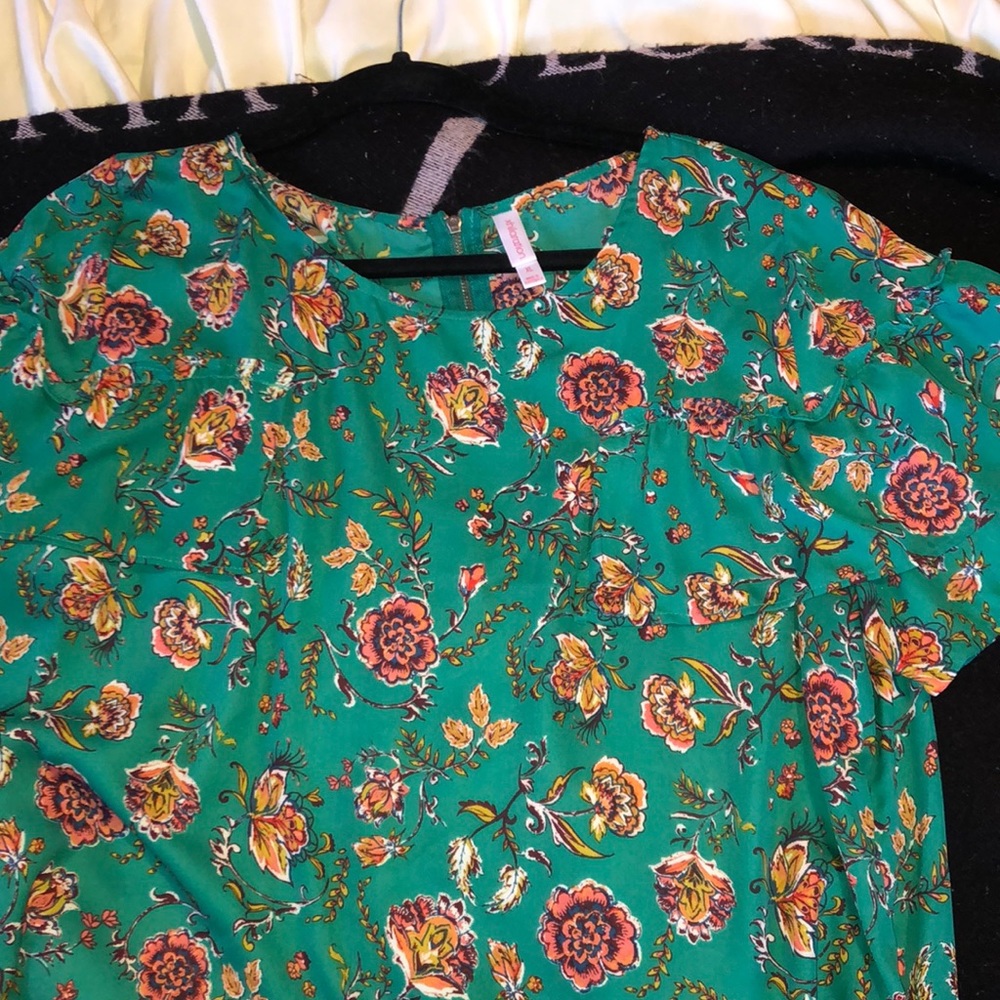 Green floral shirt